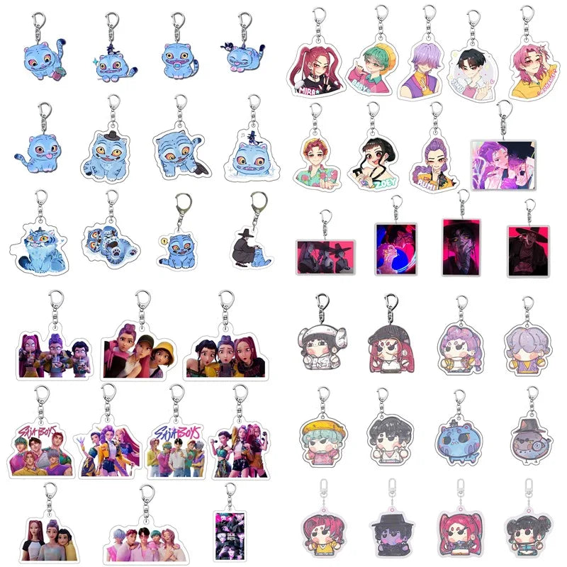 Kpop Demon Hunter Birthday Keychains Kpop Demon Hunter Party Favors Keyring Huntrix Fans Concert Hanging Pendant Party Supplies