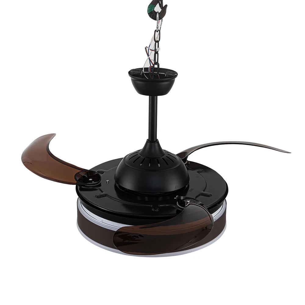 KOMORE Modern Style Indoor Round Ceiling Fan with Light and Remote, 3 Colour Temperature for Office, Living Room, Bedroom