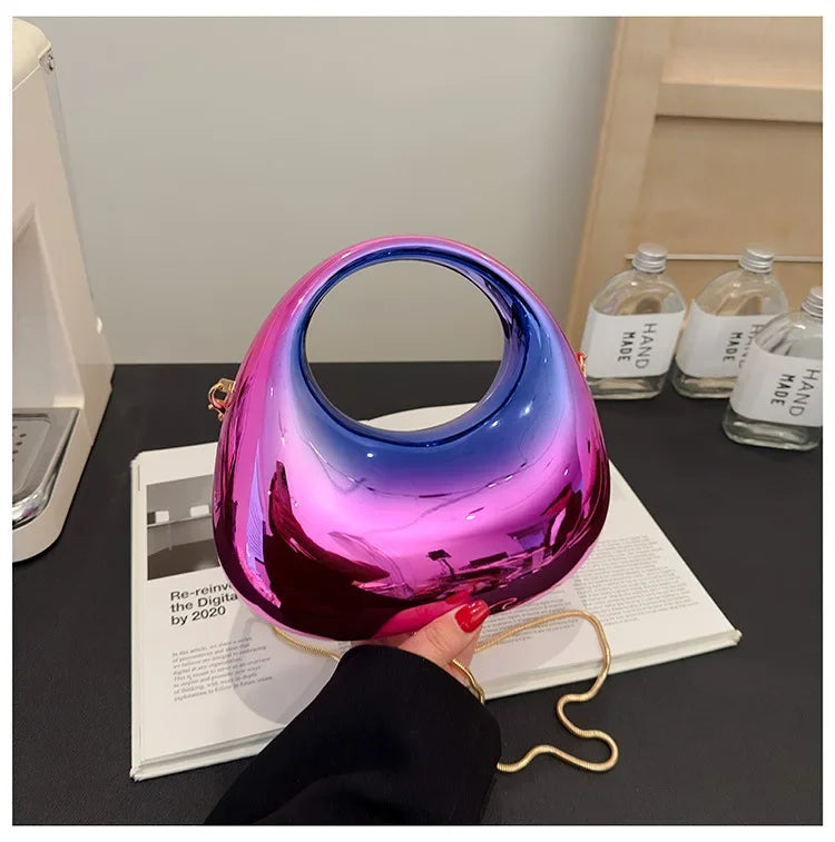 Luxury Designer Evening Clutch Clear Acrylic Women Handbags Fashion Shoulder Bag Half Moon Wedding Purses Party Tote Ladies