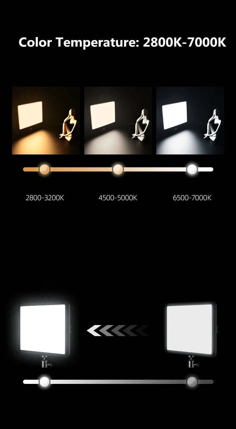 LED Photography Video Light Panel Lighting Photo Studio Lamp Kit with 8/12 Inch Adjustable Brightness,for YouTube Live Streaming