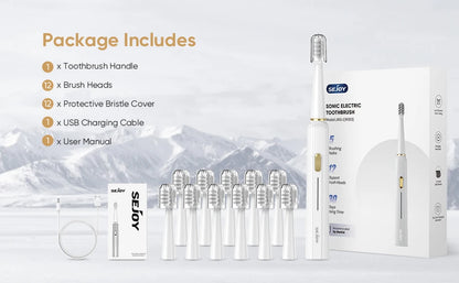 SEJOY Electric Toothbrush with 12 Brush Heads, Sonic Electric Tooth brush with 25500 VPM Deep Clean 5 Modes, Rechargeable