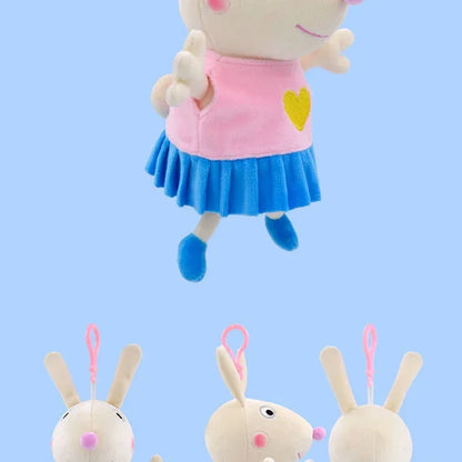 19CM Genuine Peppa Pig George Emily Candy Dennie Pedro Stuffed Plush Toys Keyring Animal Doll Pendant Children's Birthday Gifts