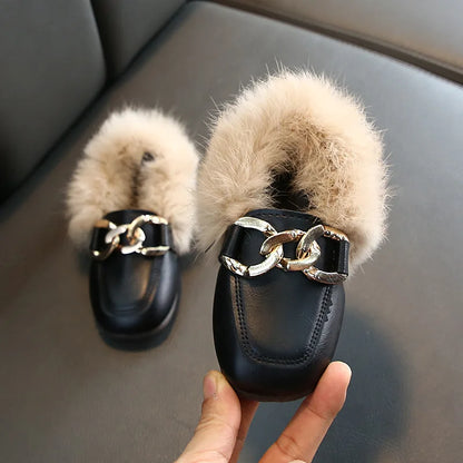 Kids Winter Slippers - Luxury Fur Lined Non-Slip Indoor Boots for Boys & Girls