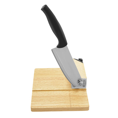 Manual Biltong Cutter & Beef Jerky Slicer Home Cutting Knife w/Oak Cutting Board Seat Guillotine
