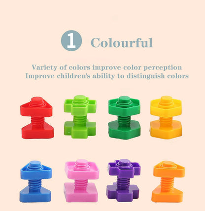10/20pcs Set Screwing Building Blocks Creative Mosaic Puzzle Toys for Children Plastic Insert Nut Shape Boys Educational Toy