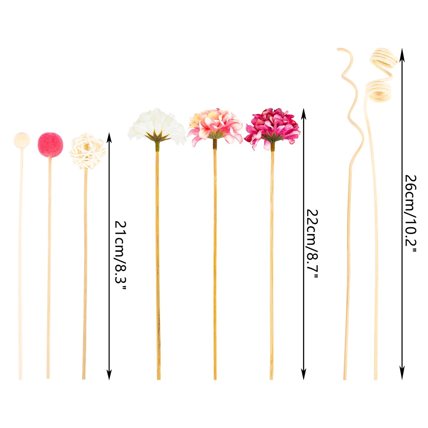 NEW 10PCS Pink Hydrangea Flower Rattan Sticks Fireless Fragrances Reed Diffuser Stick DIY Ornaments Home Decor