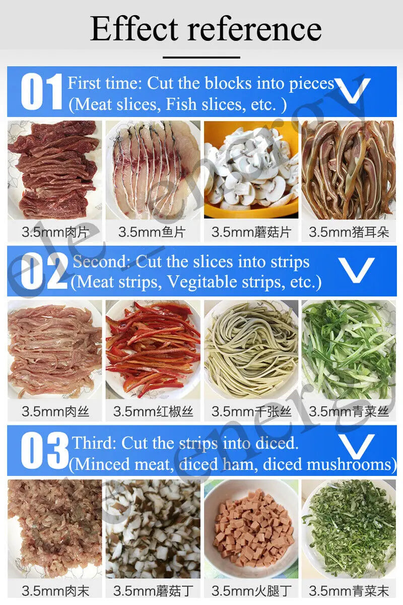 Commercial 850W Stainless Steel Electric Meat Slicer Household Meat Grinder Automatic Fish Vegetable Cutter Fillet Shredded Cut