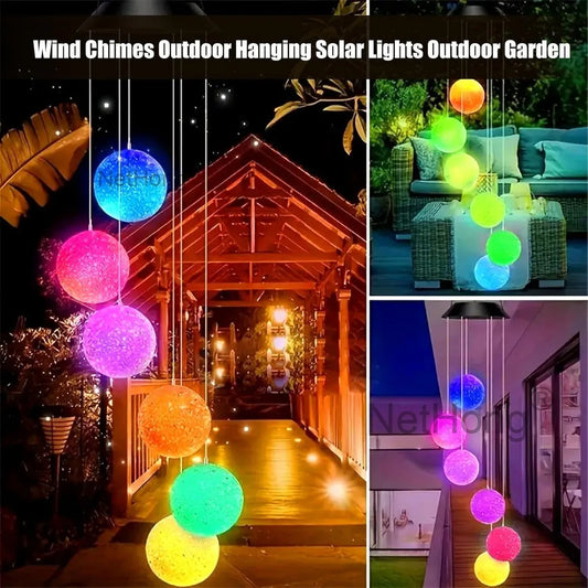 Outdoor Wind Chime Solar Power LED Decorative Light Hanging Colour Changing Lamp