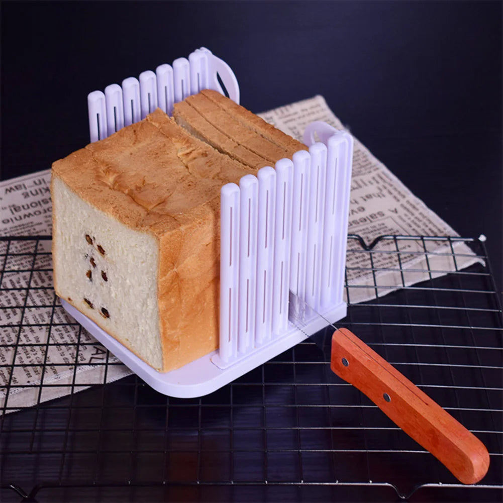 Toast Bread Slicer Stand Adjustable Plastic Bread Cutting Tools DIY Foldable Toast Loaf Slicing Machine Kitchen Bread Gadgets
