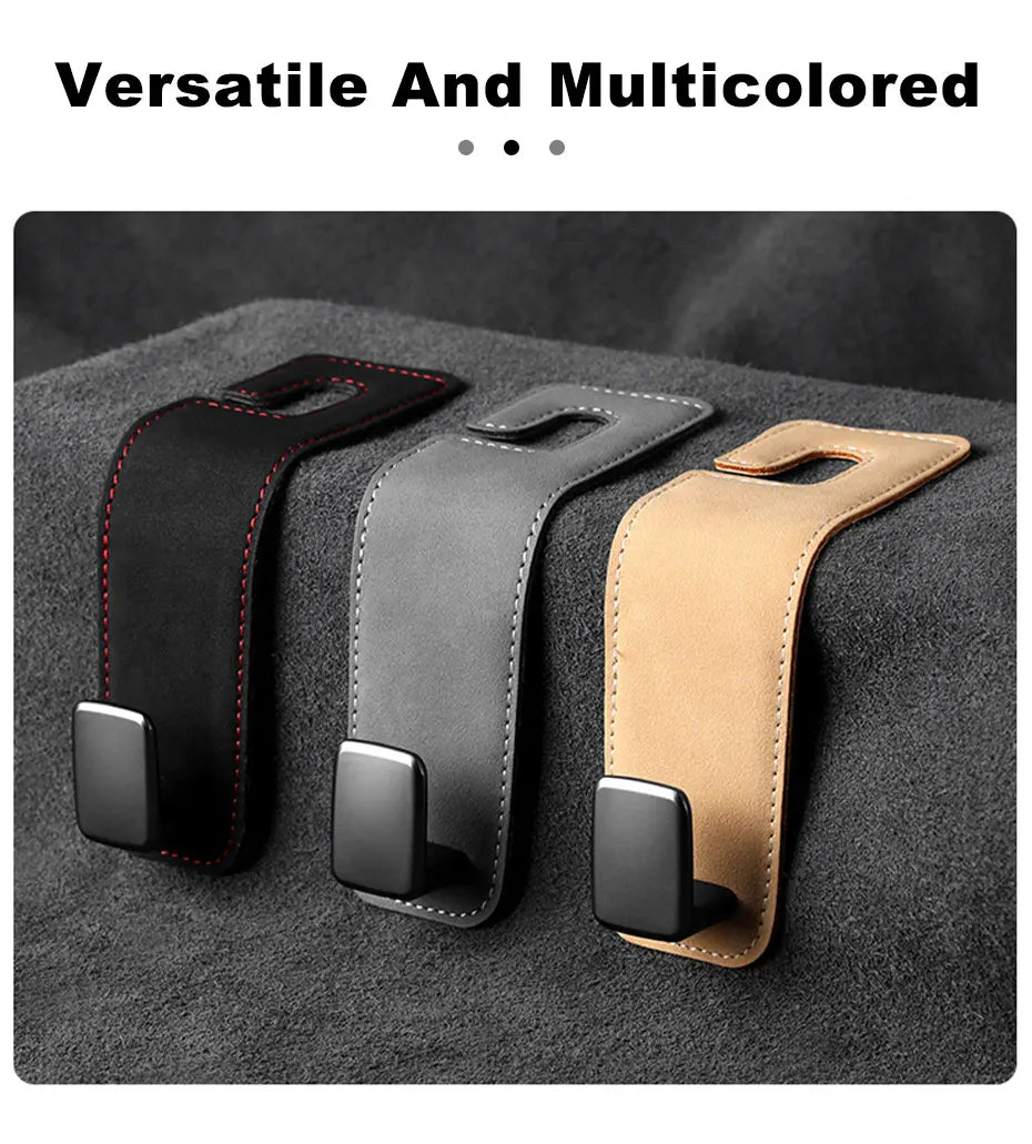 BLALION Car Seat Hook Hanger Hook Flip Leather Suede Auto Back Seat Headrest Hooks Storage Hanger Upgrade Car Interior Organizer