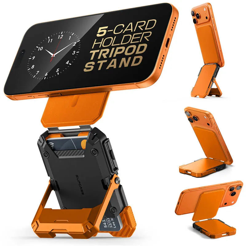 SUPCASE Magnetic Tripod Phone Stand Credit Card Holder for iPhone 16/15/14/13/12 Adjustable Phone Stand Compatible with MagSafe