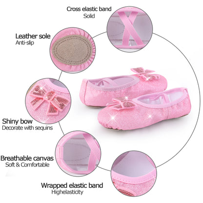 Ballet Shoes Split-Sole Glitter Flats Dance Shoes for Girls Toddler/Kid