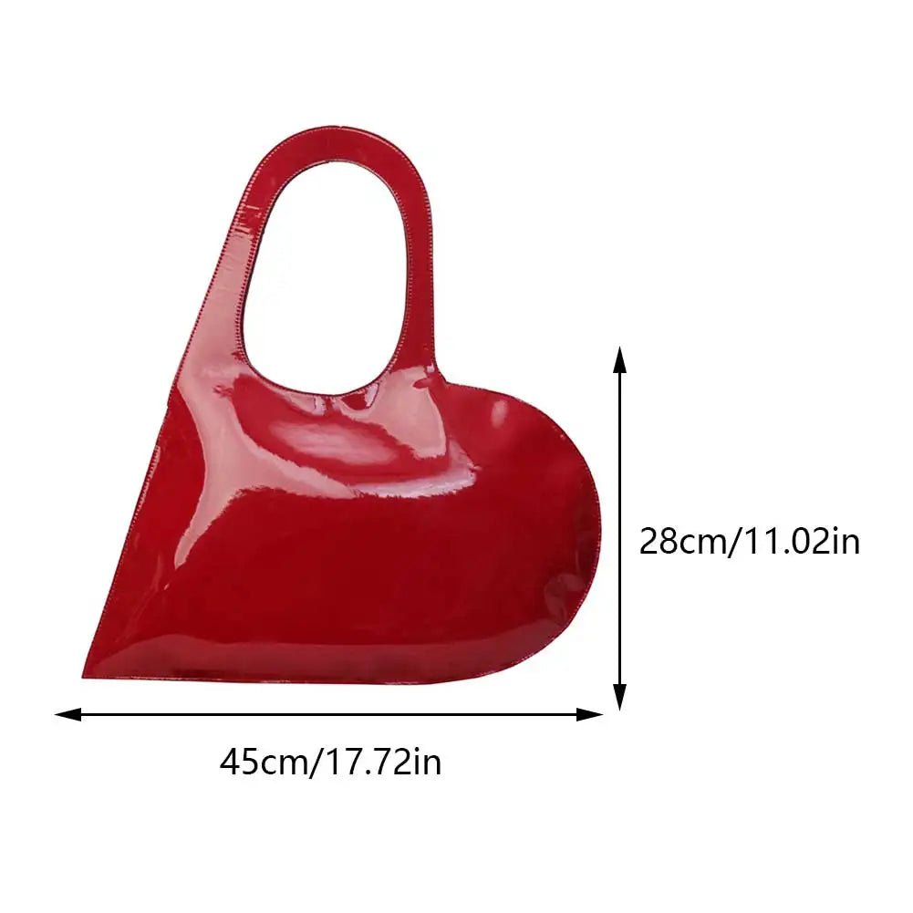 Luxury Design Heart Ladies Handbag PU Leather Underarm Bag Solid Color Trendy Tote Bag Summer Top Hand Bag for Women and Girls