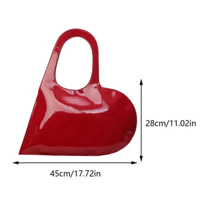 Luxury Design Heart Ladies Handbag PU Leather Underarm Bag Solid Color Trendy Tote Bag Summer Top Hand Bag for Women and Girls