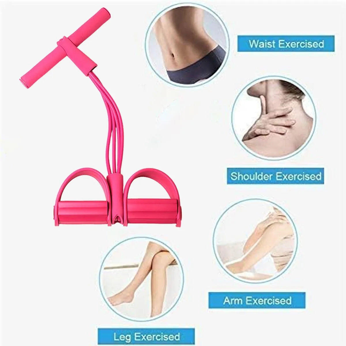 4 Tube Tension Rope Puller Pedal Ankle Exerciser Abdominal Fiess Sport UK