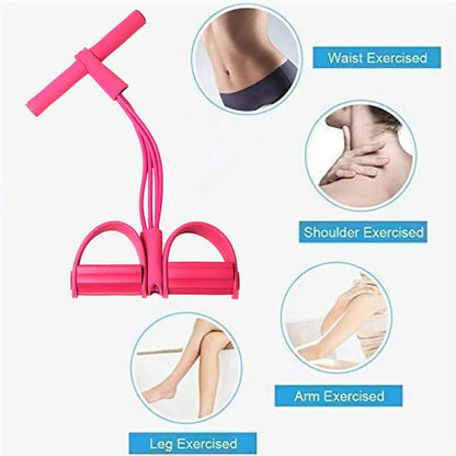 4 Tube Tension Rope Puller Pedal Ankle Exerciser Abdominal Fiess Sport UK