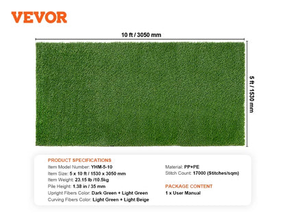 VEVOR Artifical Grass Rug Green Turf 1.38/1.57" Fake Door Mat Outdoor Patio Lawn Decoration Easy to Clean with Drainage Holes