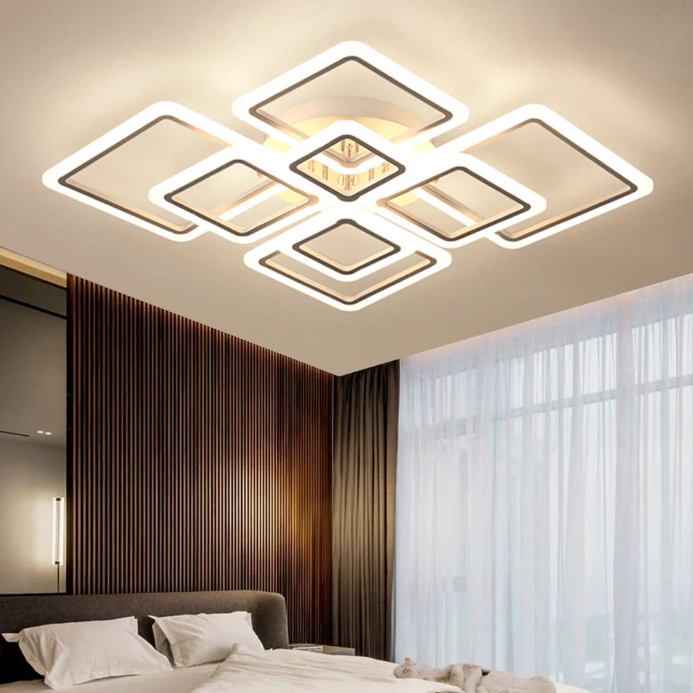 Modern LED Ceiling Light Dimmable Ceiling Lamp Fixture  Acrylic Flush Mount Ceiling Chandelier Lighting for Living Room Home
