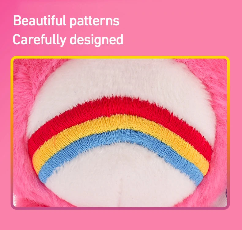 Sanrio Plush Kawaii Carebears Rainbown Bear Plush Anime Hobby Toy Keychain Bag Pendant with Sound Dolls Christmas Birthday Gifts