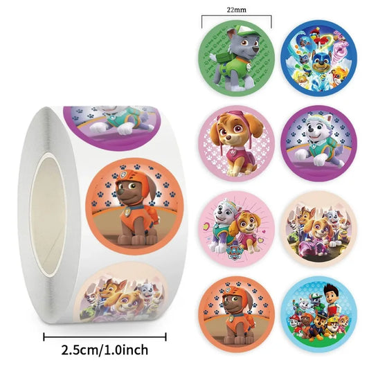 500 Sheets/Roll Paw Patrol Sticker Cartoon Anime Sticker Decoration Kids Album Diary Envelope Sealing Paper Tape Kids Toys