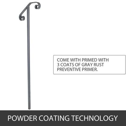 VEVOR Single Post Wrought Iron Handrail  Post Mount Step Grab Supports in Ground Long Post Fits 1 or 2 Steps Grab Rail Single