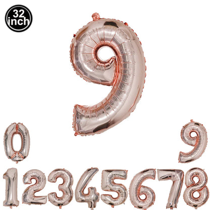32inch Hot Pink Rose Foil Number Balloons Girls Birthday Pink Large Number Balloon Birthday Wedding Baby Shower Party Decor
