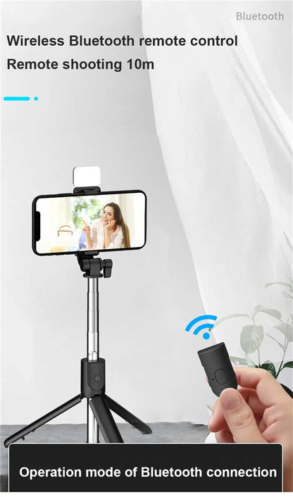 Phone Selfie Stick Tripod Bluetooth Remote Wireless Selfi Stick Phone Holder With Beauty LED Fill Light For Phone Live Streaming