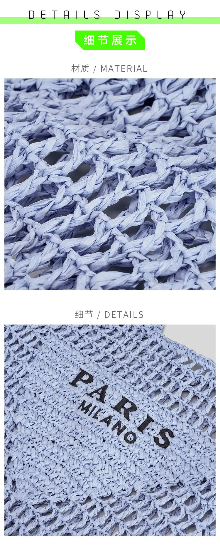 Casual Hollow Straw Women Shoulder Bags Designer Letters Handbags Paper Woven Large Tote Bag Handmade Summer Beach Purses 2024