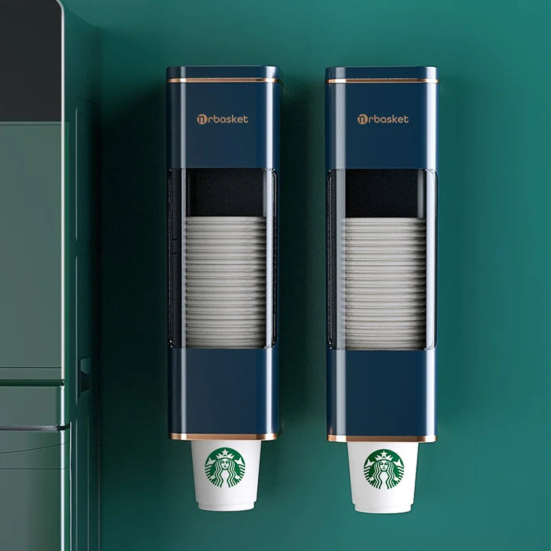 Disposable Cup Holder Cup Extractor Wall Mounted Non Perforated Dust-Proof Moisture-Proof Storage Rack