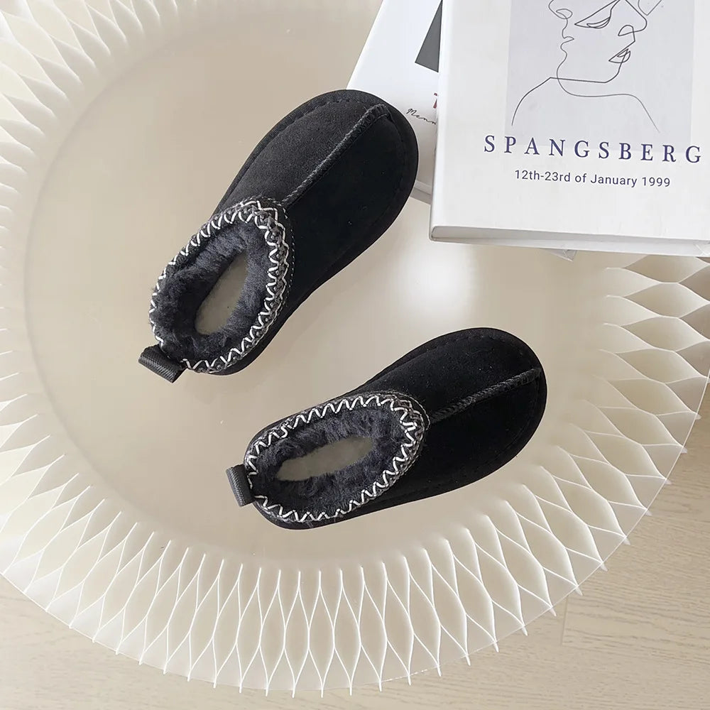 Kids Winter Slippers - Luxury Fur Lined Non-Slip Indoor Boots for Boys & Girls