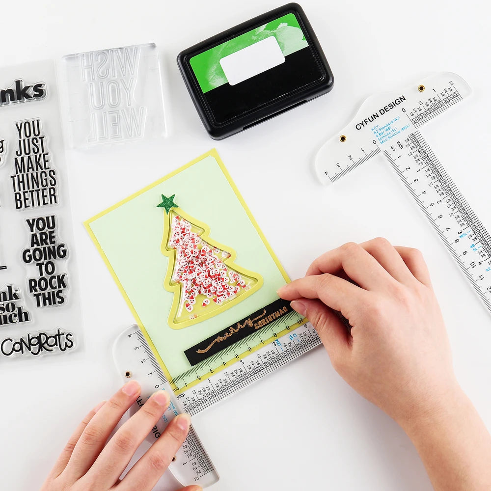 1pc 6" Acrylic T-Square Ruler Cm/inch Double Side Scale Measuring Tool for Easy Reference Positioning Cardmaking Crafting Tools