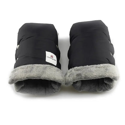 2pcs Black Waterproof Pram Stroller Warm Gloves Mitten Winter Hand Muff Baby Stroller Mitten Winter Warm Stroller Accessories