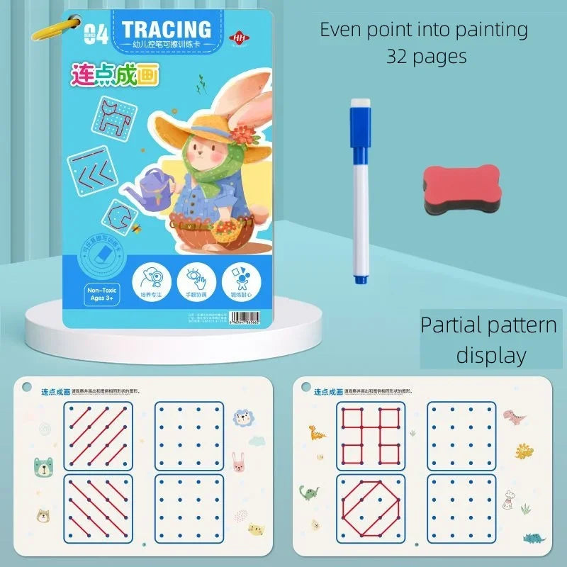 Magical Montessori Tracing Workbook Reusable Pen Control and Tracing Book for Kids Calligraphy and Drawing Educational Toys