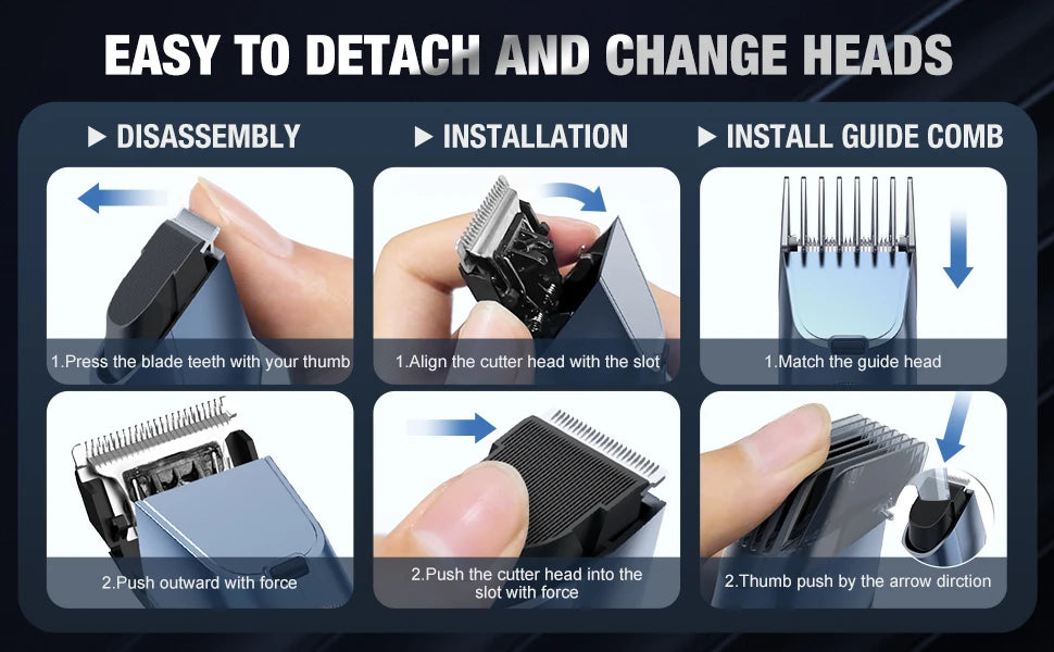 Sejoy Professional Electric Hair Clippers Men Cordless Hair Trimmer Rechargeable LED Display IPX7 Hair Cutting Machine