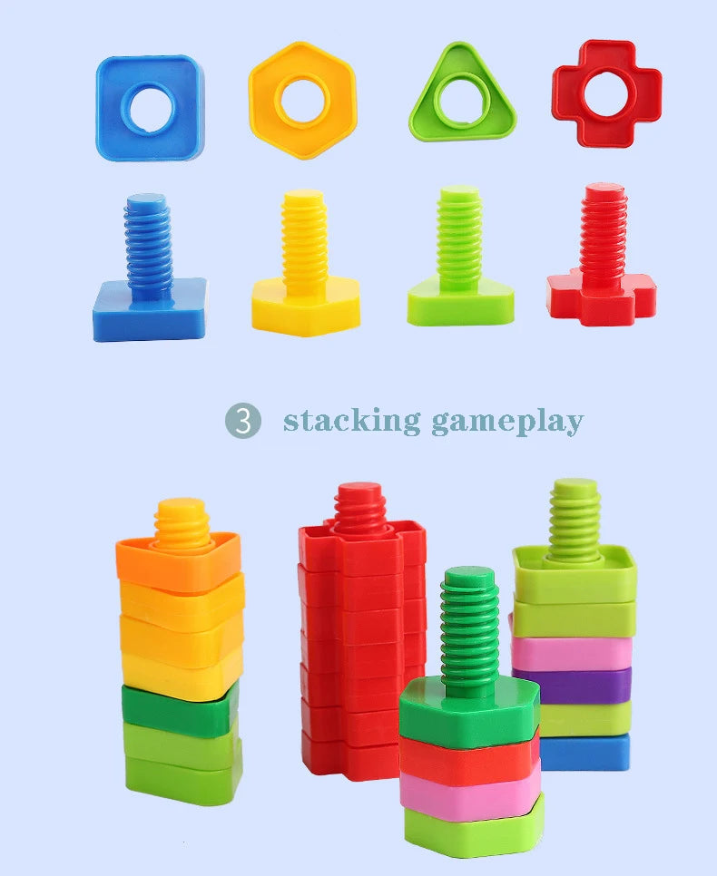 10/20pcs Set Screwing Building Blocks Creative Mosaic Puzzle Toys for Children Plastic Insert Nut Shape Boys Educational Toy