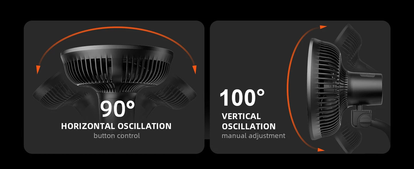 Spider Farmer 6 Inch Clip On Fan - Oscillating Grow Tent Fan 7-Speed Control | 300 CFM Airflow