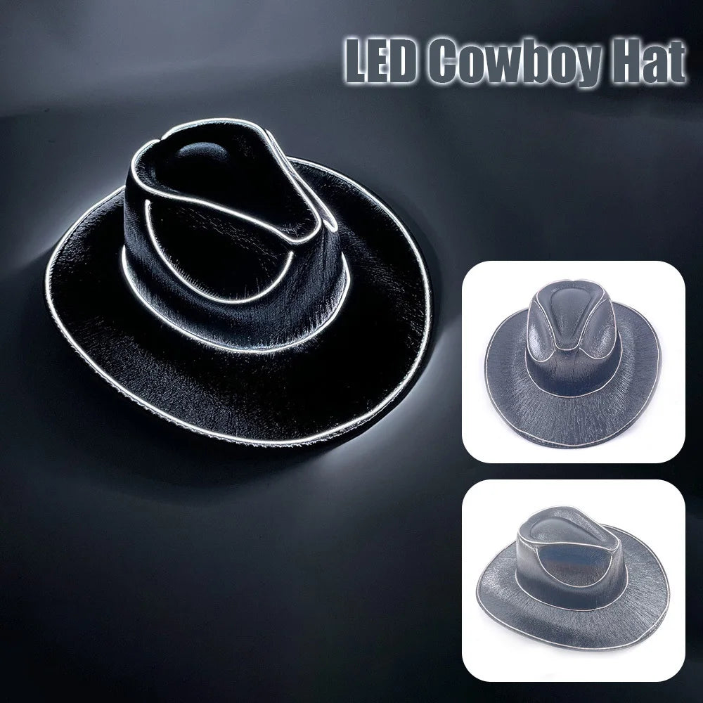 Men Women LED Disco Western Costume Play Dress Up Party And Cowboy Hat