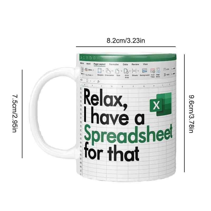 Excel Pattern Coffee Mug Creative Ceramic Tea Coffee Cup Portable Water Mug Juice Milk Cup Office Home Funny Gift New