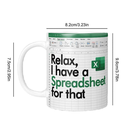 Excel Pattern Coffee Mug Creative Ceramic Tea Coffee Cup Portable Water Mug Juice Milk Cup Office Home Funny Gift New