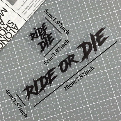 2PCS RIDE OR DIE Motorcycle Stickers Waterproof for Motorbike Helmet DIY Road Bicycle Top Tube Frame Self-adhesive Vinyl Decals