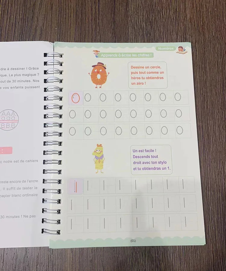 Magic Writing Book in Portuguese Calligraphy Notebook Montessori Kids Reusable Educational Calligraphic Letter Practice Toy