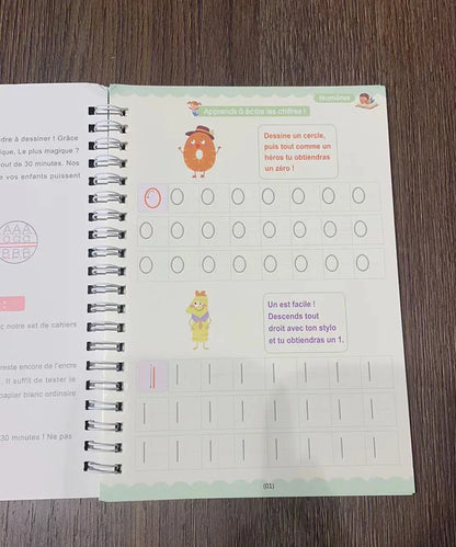 Magic Writing Book in Portuguese Calligraphy Notebook Montessori Kids Reusable Educational Calligraphic Letter Practice Toy