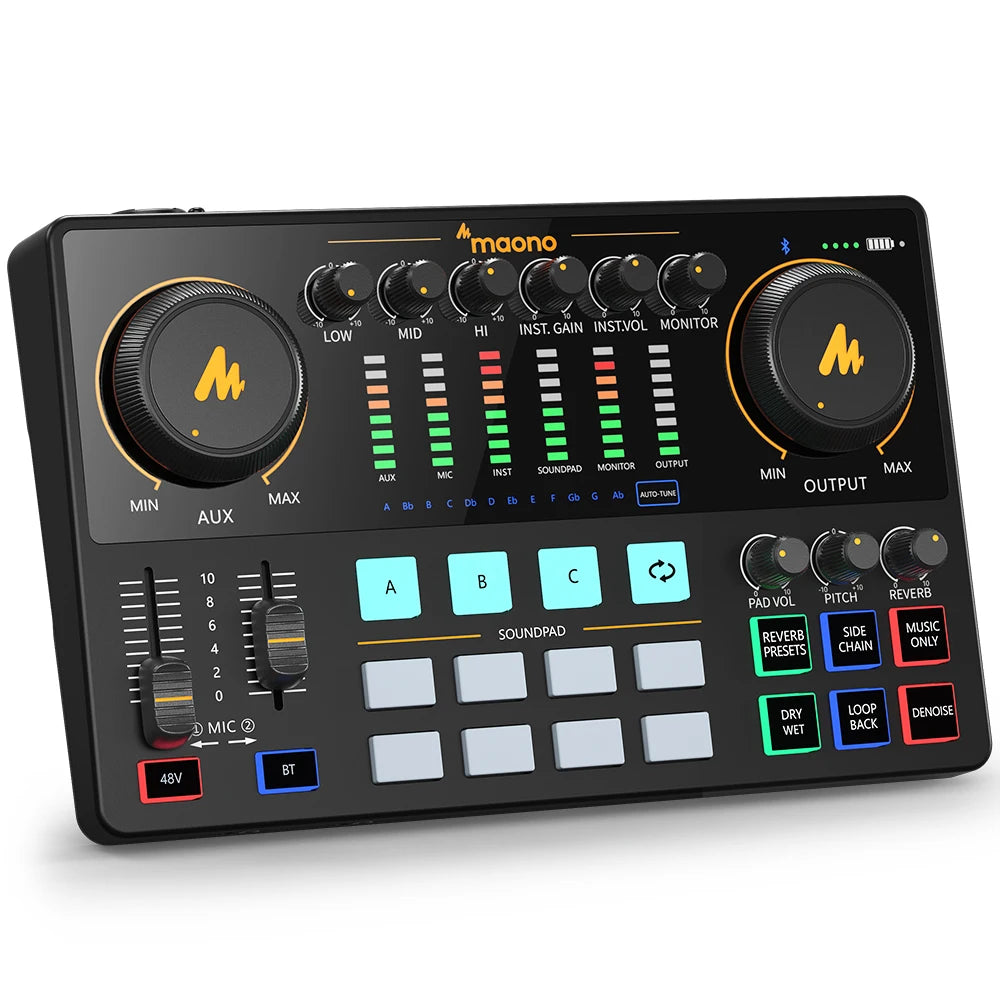 MaonoCaster E2 Gen2 Audio Interface Mixer with Dual XLR Input for Dual Podcast Live Streaming Gaming Audio Interfaces Sound Card