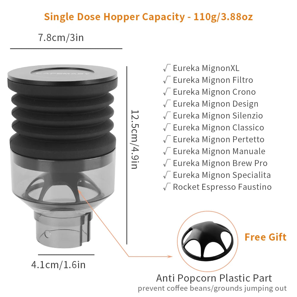 Coffee Beans Grinder Single Dose Hopper and Bellows Coffee Grinder Bean Bin Blowing Cleaning Tool For Eureka Mignon Grinder