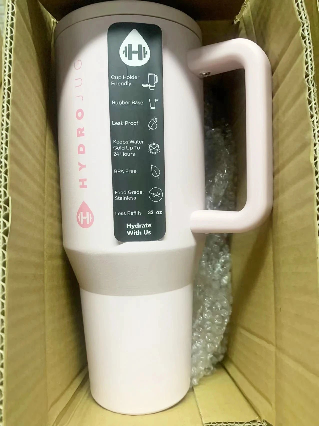 HydroJug Thermobecher 32 oz/40 oz mit Strohhalmdeckel, Edelstahl, vakuumisoliert, doppelwandig, für unterwegs