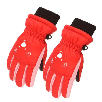 Winter Children Boys Girls Cute Cartoon Non-slip Thick Warm Sports Mittens Kids Ski Gloves Waterproof