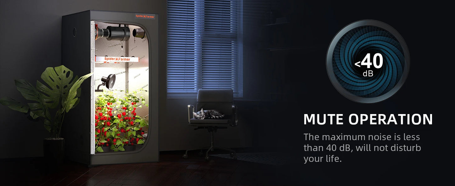 Spider Farmer 6 Inch Clip On Fan - Oscillating Grow Tent Fan 7-Speed Control | 300 CFM Airflow