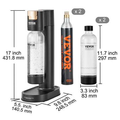 VEVOR Sparkling Water Maker Soda Machine for Home Carbonating Seltzer Water Starter Kit w/ Mainstream Screw-in 60L CO2 Cylinder