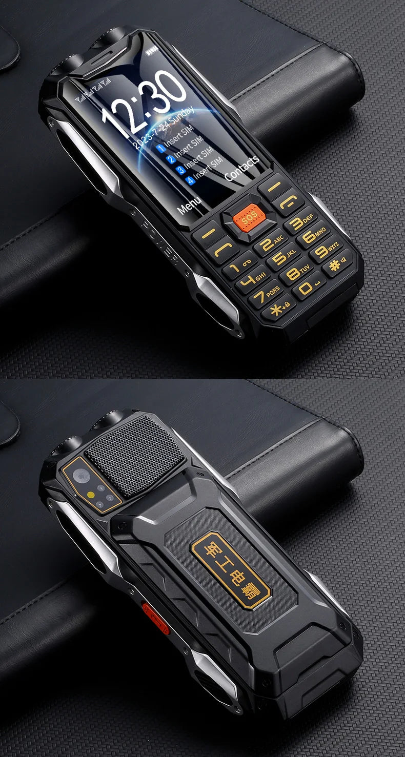 Q9 GSM 2G Network Mobile Phone 4 SIM Cards Rugged Bar Cellphone 3.5Inch HD Display Big Battery Loud Voice For Elderly