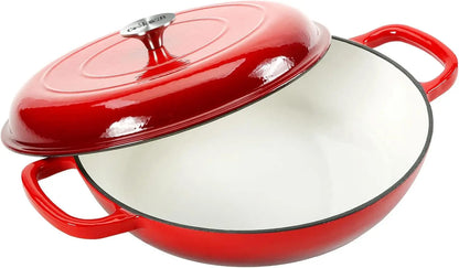 4.5L Dutch Oven Soup Pot Cast Iron Casserole Braiser  Casserole Skillet with Lid and Dual Handles Dutch Oven Baking